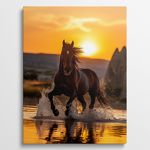 Freedom at Sunset - Paarden schilderij