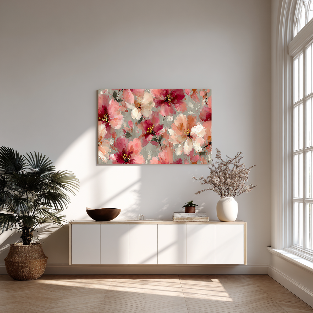 Pink Blossom Symphony - Bloemen schilderij