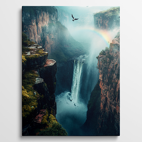 Misty Waterfall - Landschap schilderij