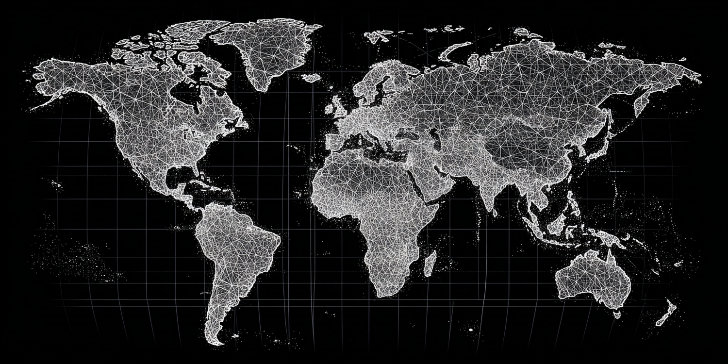 connected world - Landschap schilderij