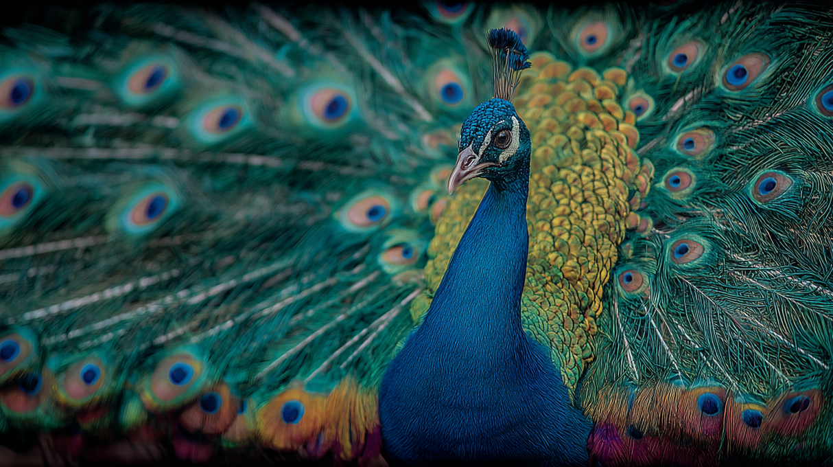 Exotische vogel met een waaier van felgekleurde veren