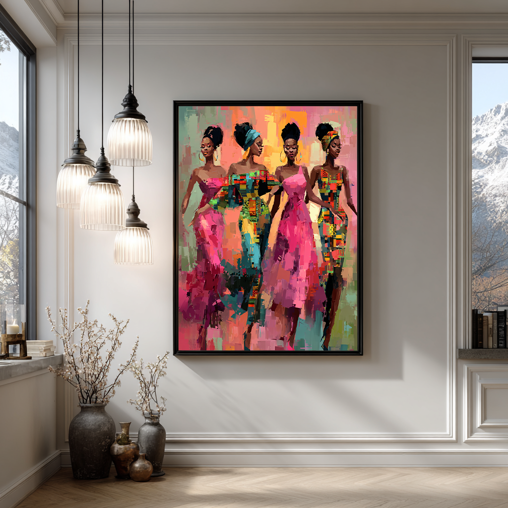 Vrolijk en krachtig portret van zwarte vrouwelijke elegantie