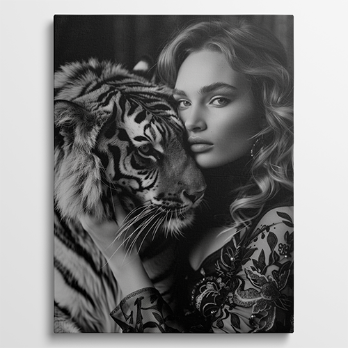 Woman with Tiger - Luxe schilderij