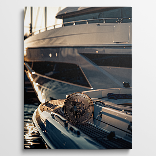 Yacht with Bitcoin - Luxe schilderij
