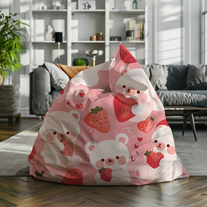 Zitzak met een schattig ontwerp van beren en aardbeien