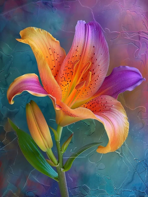 Wanddecoratie plexiglas met een prachtig ontwerp van lelies