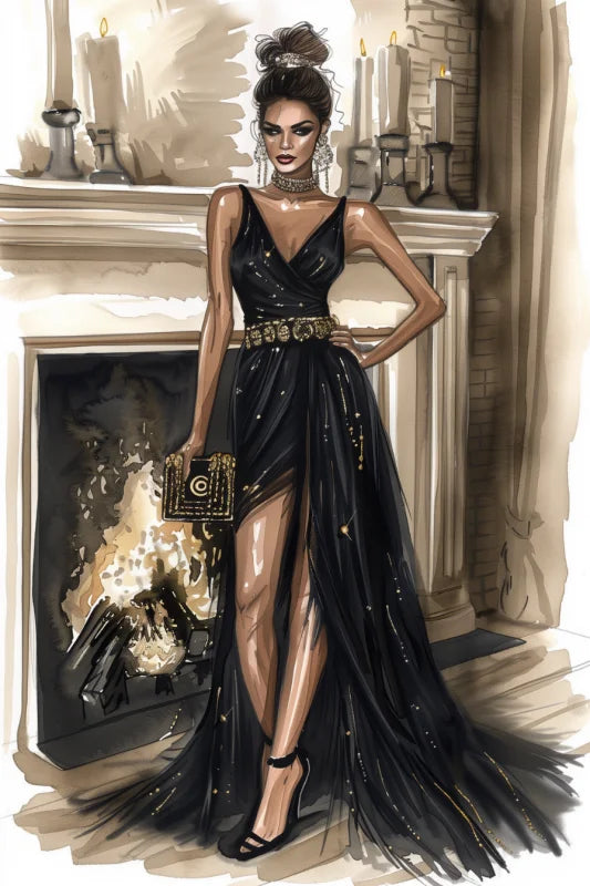 Poster met een elegant zwart ontwerp, ideaal voor een verfijnde en stijlvolle uitstraling.