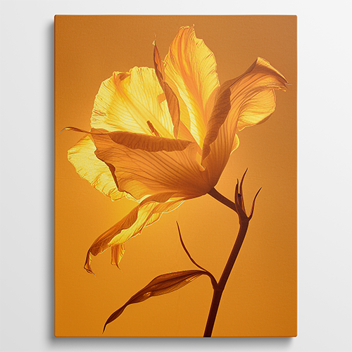Golden Bloom Glow - Bloemen schilderij
