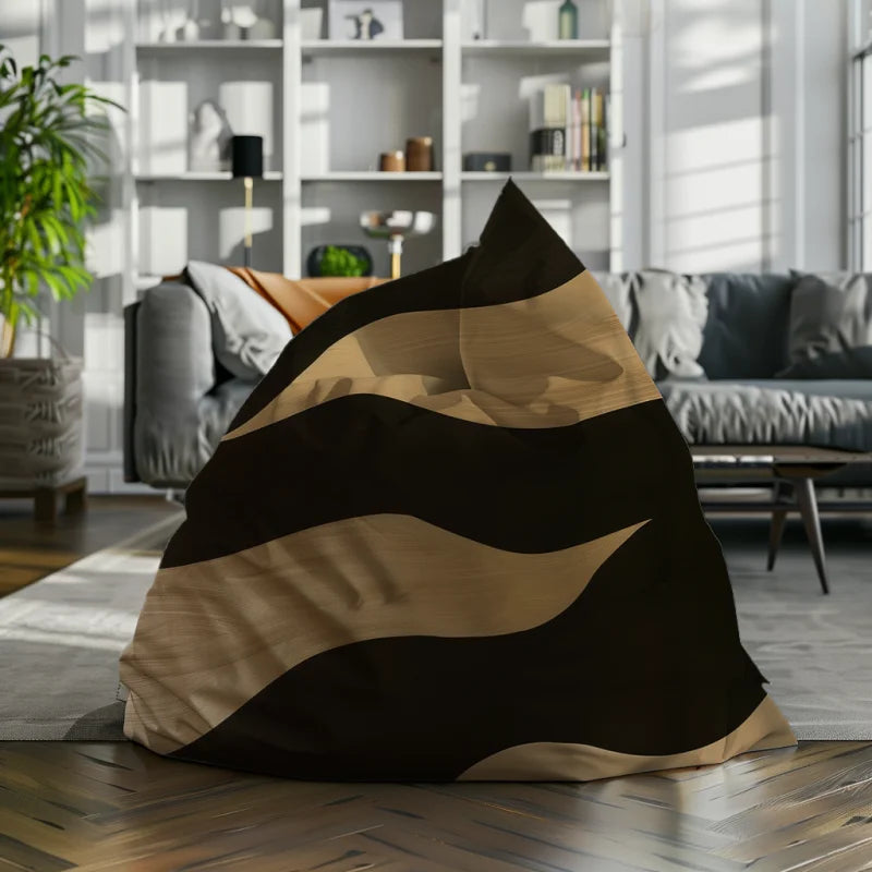 Zitzak met een stijlvol patroon van zwarte en gouden strepen