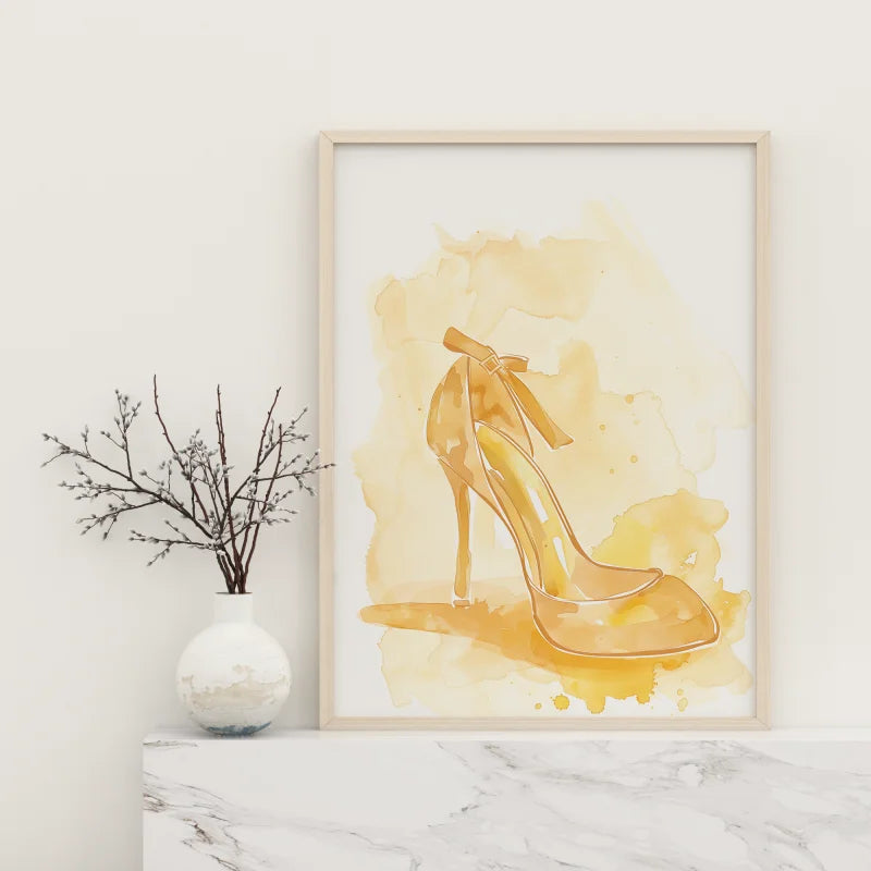 Poster met een abstract ontwerp van gouden voetstappen