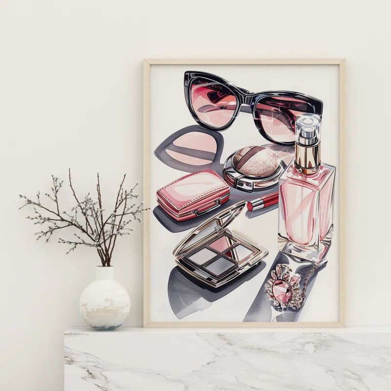 Poster met een artistiek ontwerp van glamoureuze accessoires