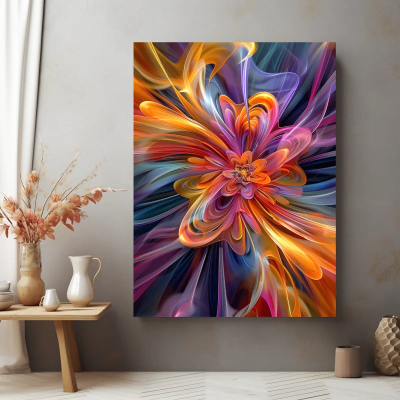 Wanddecoratie canvas met een levendig en kleurrijk ontwerp van bloemen