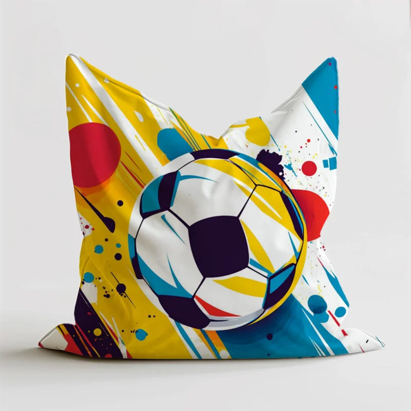 Zitzak met een ontwerp van een kleurrijke voetbal.