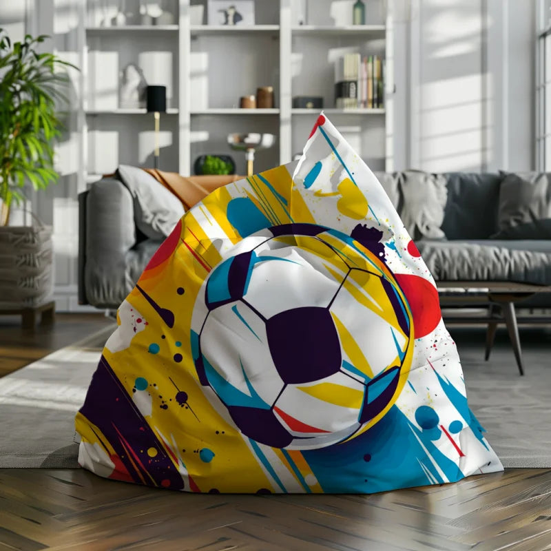 Zitzak met een ontwerp van een kleurrijke voetbal.