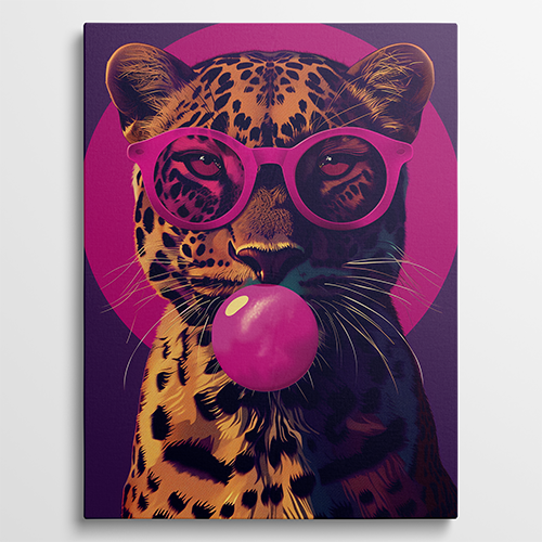 Hipster Leopard - Pop art schilderij