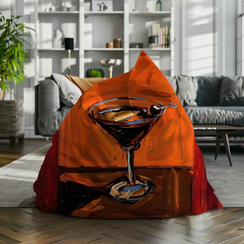 Zitzak met een speels en kleurrijk ontwerp van een martini, perfect voor een energieke en unieke sfeer in je interieur