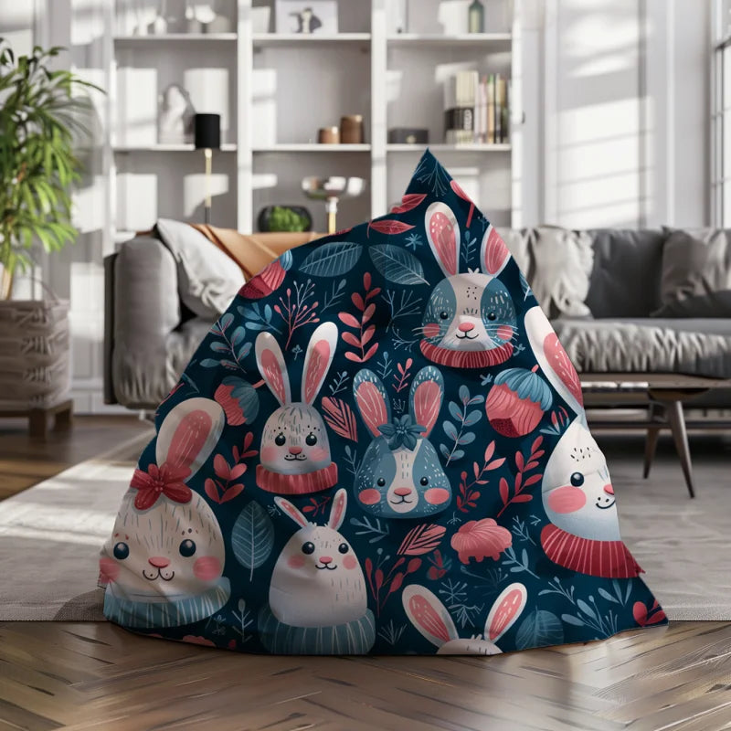 Zitzak met een vrolijk ontwerp van schattige konijntjes