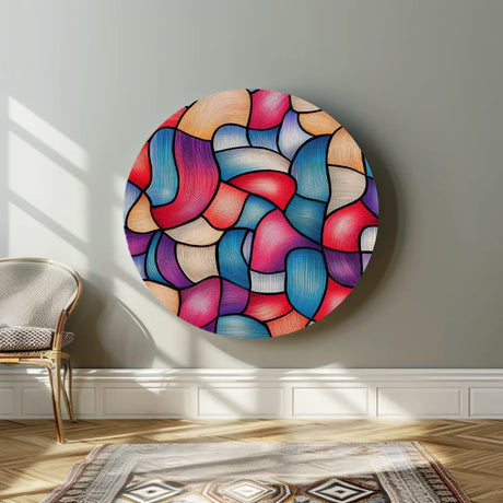 Dibond muurcirkel met felle kleuren
