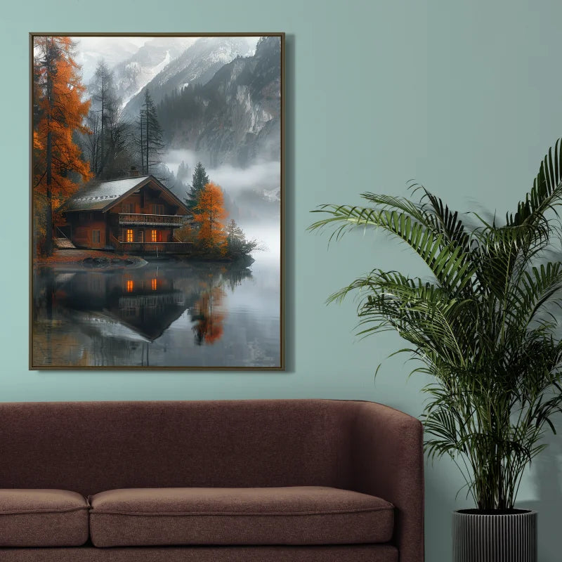 Wanddecoratie plexiglas met een vredig berglandschap