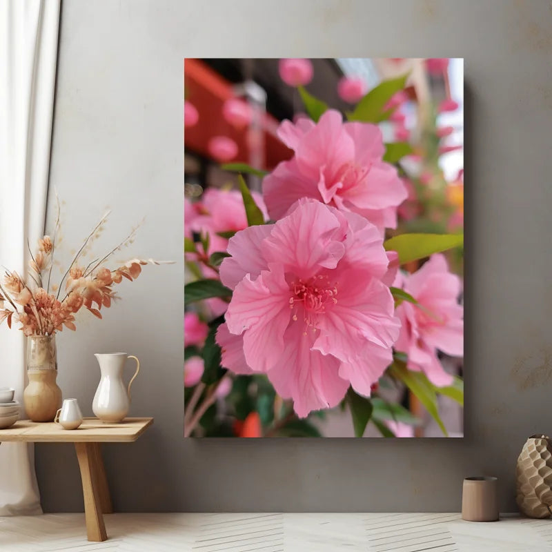 Wanddecoratie canvas met een delicaat ontwerp van roze bloemen