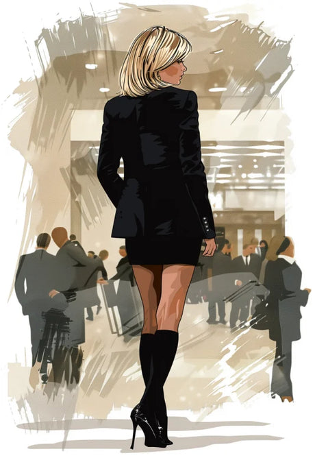 Poster met een elegant ontwerp van een zakelijke outfit, een stijlvolle en professionele wanddecoratie.