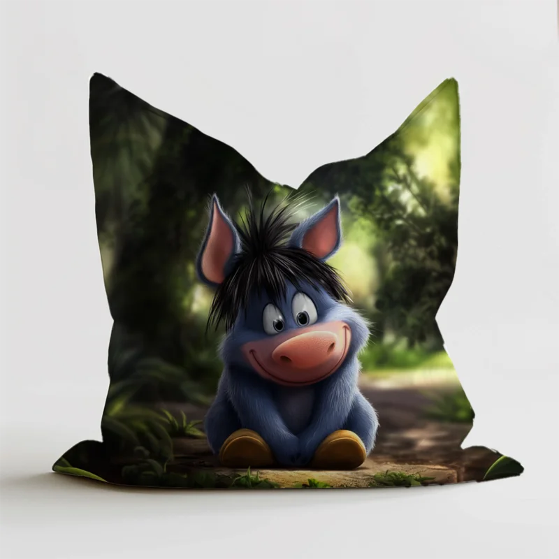 Zitzak met een schattige ezel in een avontuurlijke bosomgeving