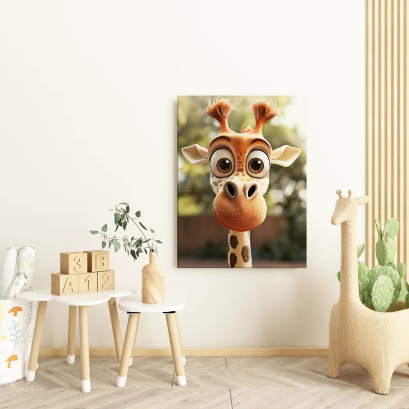 Kinderposter van een vrolijke giraffe