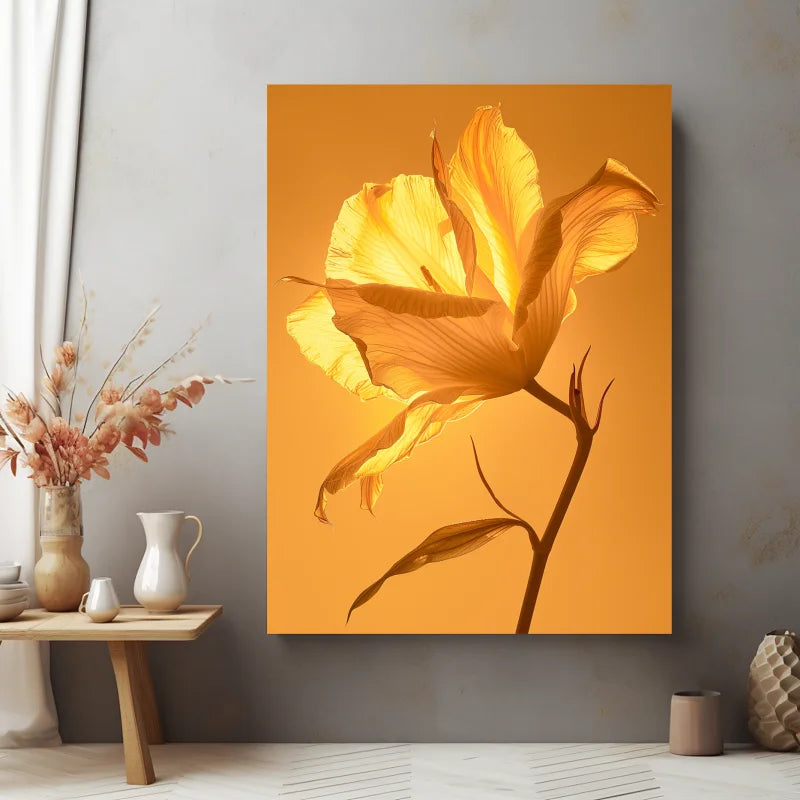 Wanddecoratie plexiglas met een schitterend ontwerp van gouden bloemen