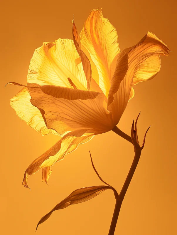 Wanddecoratie plexiglas met een schitterend ontwerp van gouden bloemen