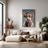 Modern canvas schilderij van een eigenzinnige hooglander.
