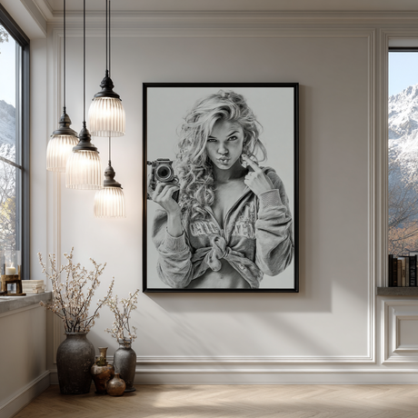 Portret van vrouw die zichzelf aanwijst met een knipoog