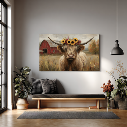  Schilderachtige boerderijscène met een sierlijke koe op de voorgrond