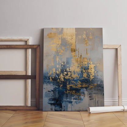 Wanddecoratie canvas met een abstract ontwerp in warme gouden tinten