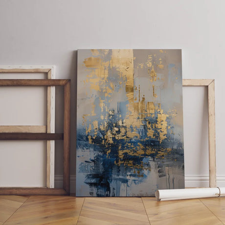 Wanddecoratie canvas met een abstract ontwerp in warme gouden tinten