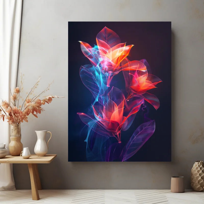 Wanddecoratie dibond met een stralend ontwerp van een bloemenboeket