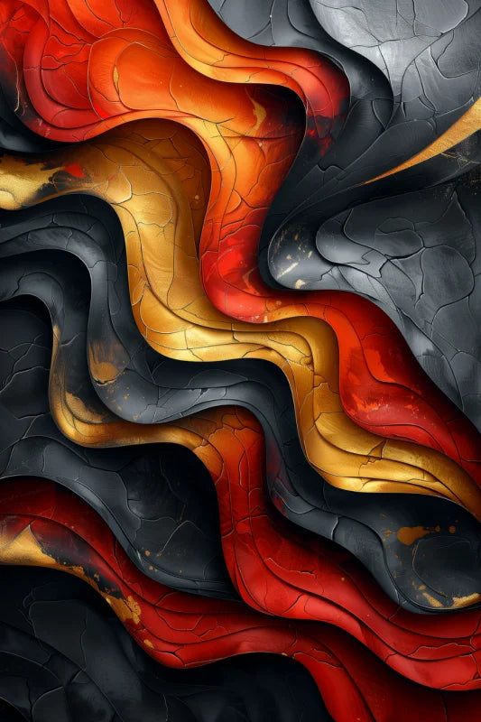 Wanddecoratie plexiglas met een abstract ontwerp van vuur en as