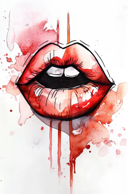 Poster met een abstract en artistiek ontwerp van lippen, perfect voor een moderne en opvallende sfeer