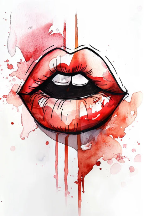 Poster met een abstract en artistiek ontwerp van lippen, perfect voor een moderne en opvallende sfeer