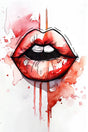 Poster met een abstract en artistiek ontwerp van lippen, perfect voor een moderne en opvallende sfeer