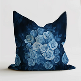 Zitzak met een abstract en artistiek ontwerp in blauwe tinten, ideaal voor een modern en fris interieur.