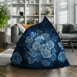 Zitzak met een abstract en artistiek ontwerp in blauwe tinten, ideaal voor een modern en fris interieur.