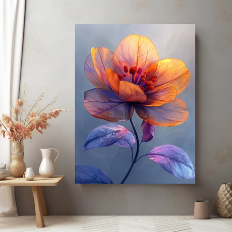Wanddecoratie plexiglas met een dromerig ontwerp van bloemen in zachte tinten