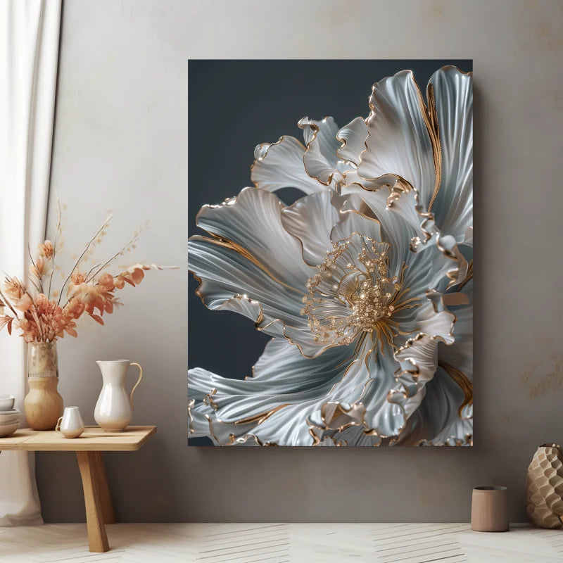 Wanddecoratie dibond met een prachtig ontwerp van een weelderige bloem