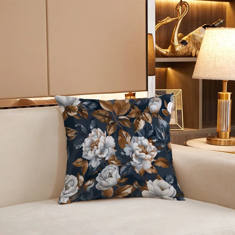 Sierkussen met een luxe bloemenontwerp in donkere tinten
