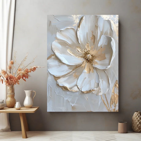 Wanddecoratie canvas met een ontwerp van gouden bloemblaadjes