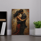 Wanddecoratie plexiglas met een romantisch vintage ontwerp van een gepassioneerde omhelzing