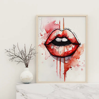 Poster met een abstract en artistiek ontwerp van lippen, perfect voor een moderne en opvallende sfeer