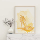 Poster met een abstract ontwerp van gouden voetstappen