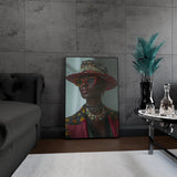 Wanddecoratie dibond met een portret dat straalt van stijl en chic