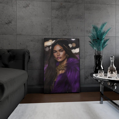 Wanddecoratie dibond met een portret dat straalt van koninklijke elegantie